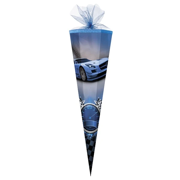 Große Schultüte / Zuckertüte Rennauto RACE ca. 85 cm (Länge) | 6-eckig | Durchmesser ca. 25 cm