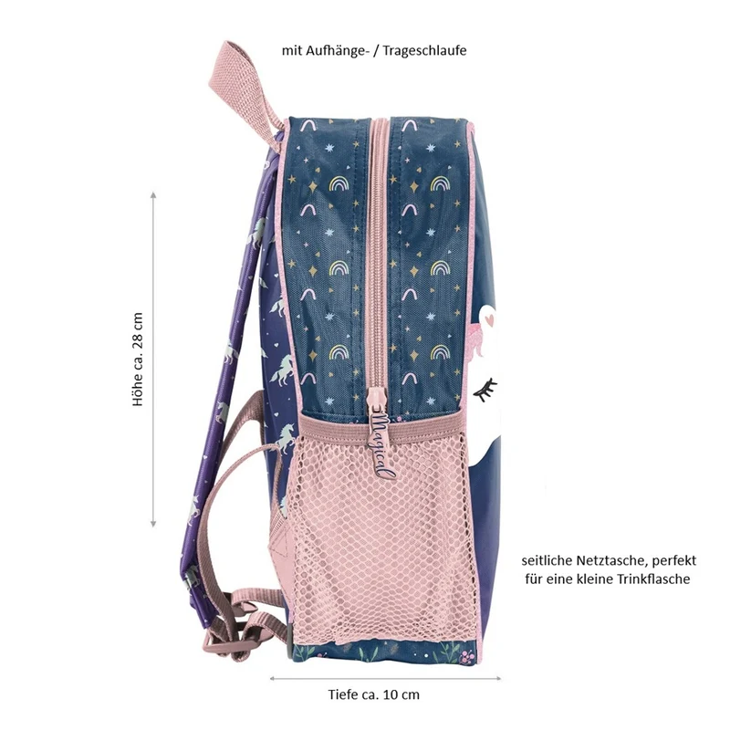 Mädchen Rucksack 4tlg. mit Brotbox und Trinkflasche UNICORN / EINHORN Kindergarten Set