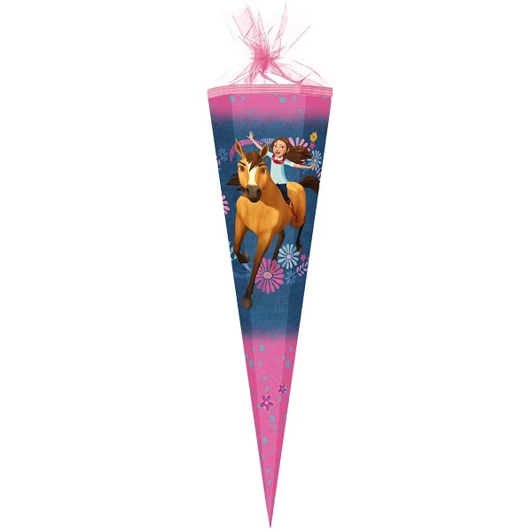 große Schultüte / Zuckertüte SPIRIT PFERDE ca. 85 cm (Länge) | 6-eckig | Durchmesser ca. 25 cm
