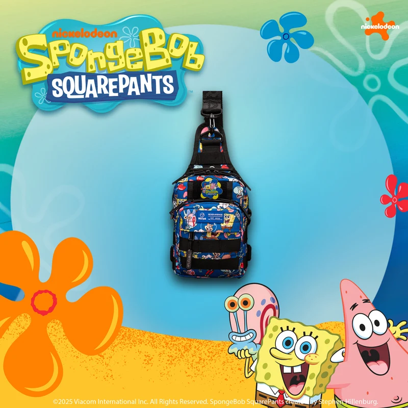 SpongeBob SquarePants 4L Mini Tactical Sling Bag With Removable Patch Set Sale