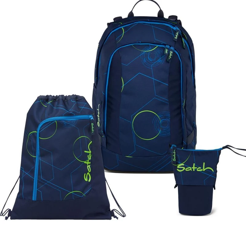 Satch Air Blue Tech Pencil Slider Light Edition Schulrucksack Set 3tlg.