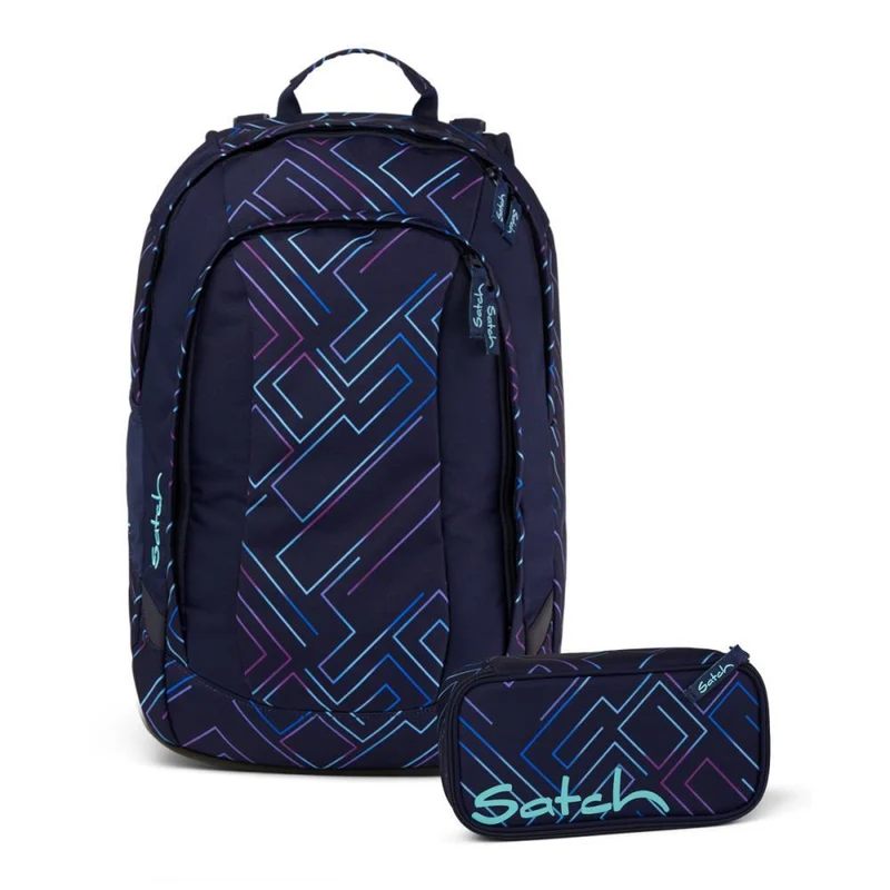 Satch Air Purple Laser Schulrucksack Set 2tlg.