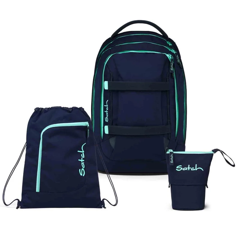 Satch Pack Ocean Mint Pencil Slider Light Edition Schulrucksack Set 3tlg.