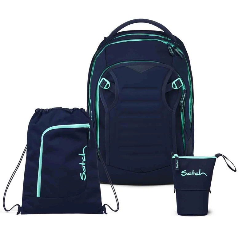 Satch Match Plus Ocean Mint Pencil Slider Light Edition Schulrucksack Set 3tlg.