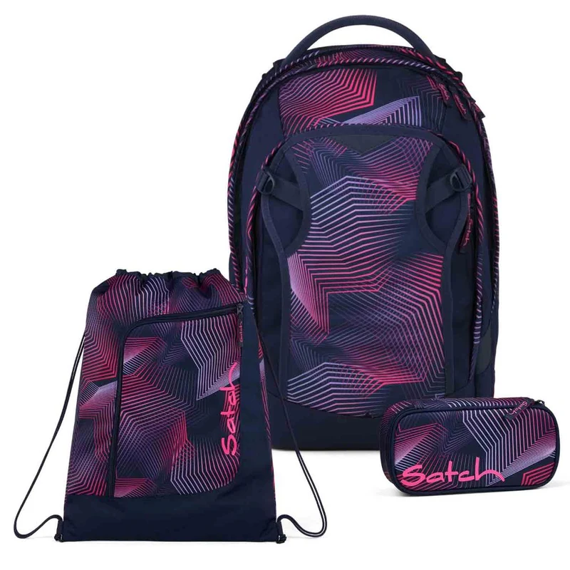 Satch Match Plus Seismic Pink Schulrucksack Set 3tlg.