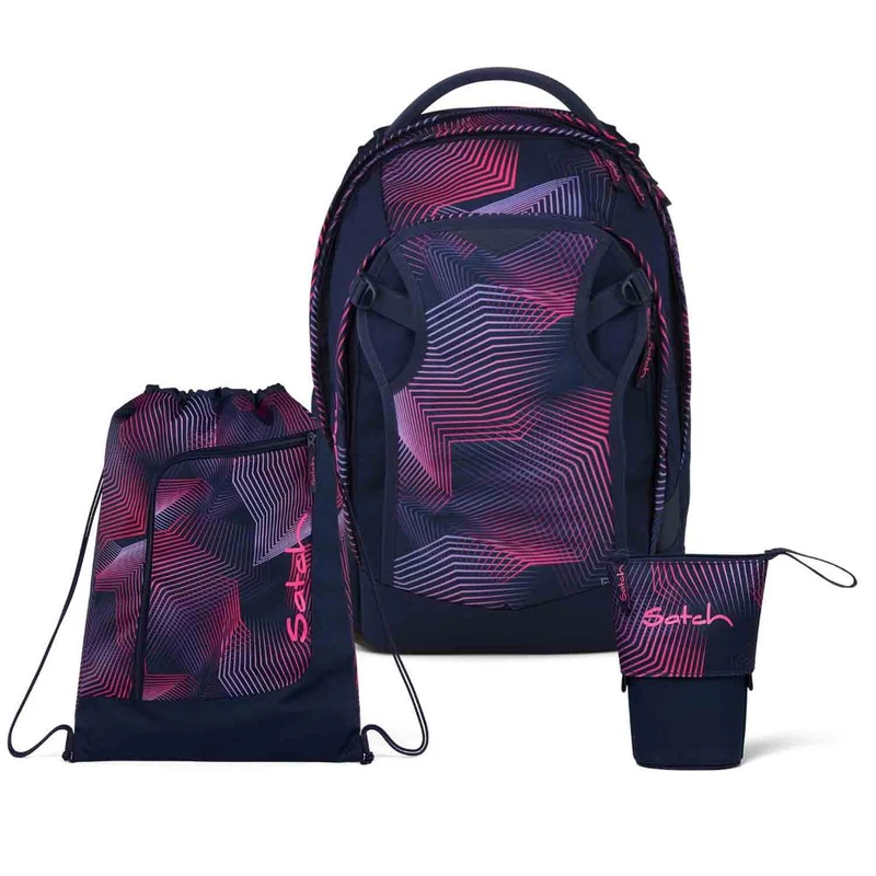 Satch Match Plus Seismic Pink Pencil Slider Light Edition Schulrucksack Set 3tlg.