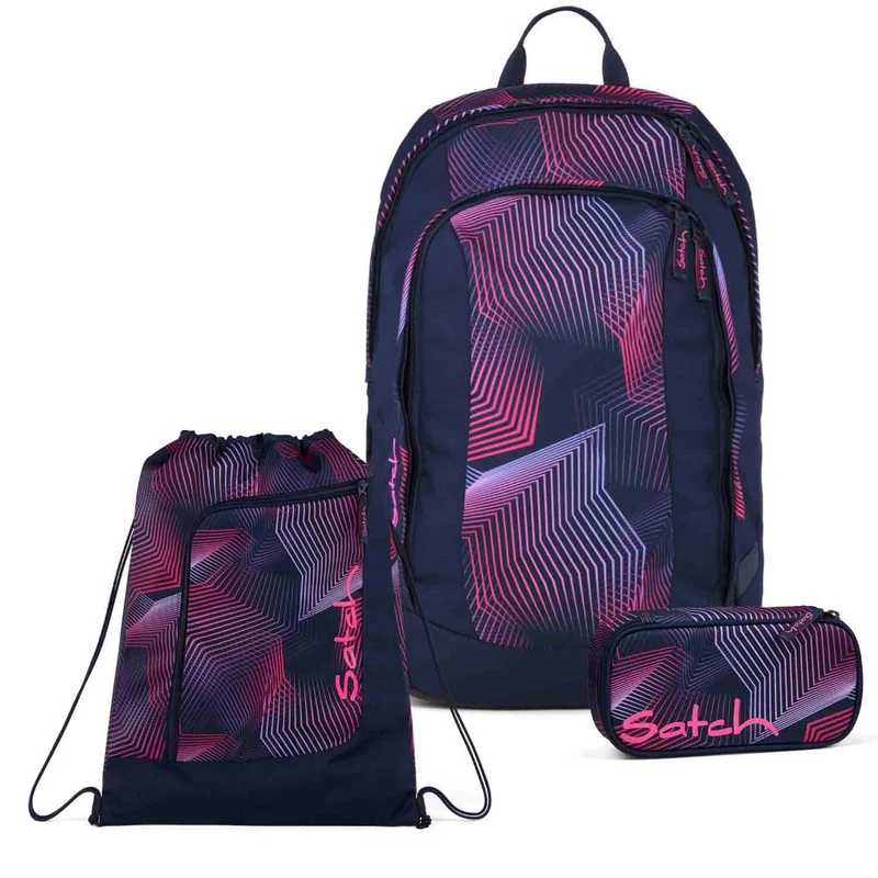 Satch Air Seismic Pink Schulrucksack Set 3tlg.