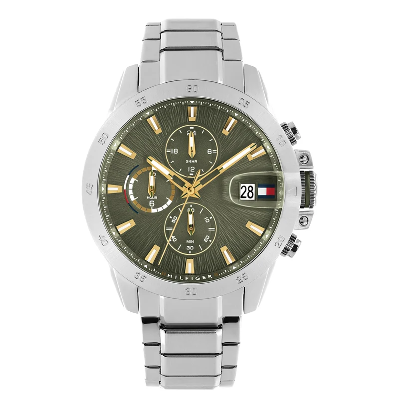 Tommy Hilfiger Jameson Silberne Und Grüne Herrenuhr TH1792197
