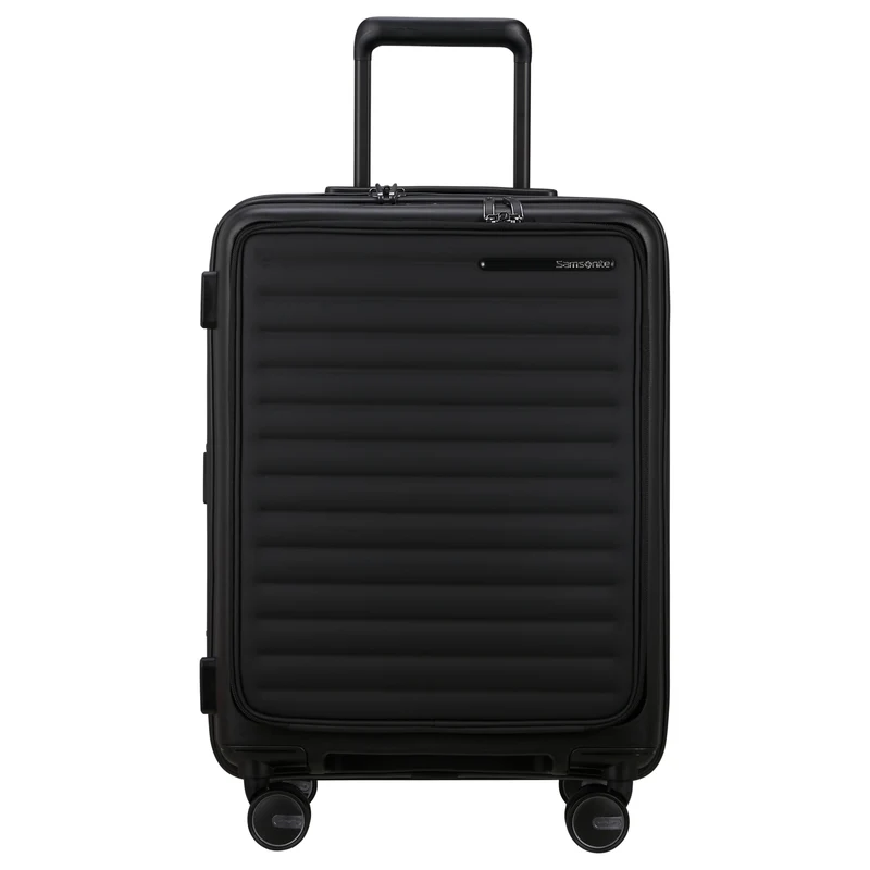 Samsonite Selection Restackd Easy Access - 4-Rollen-Kabinentrolley 55 cm erw. mit 2tlg. Packsack-Set (schwarz)