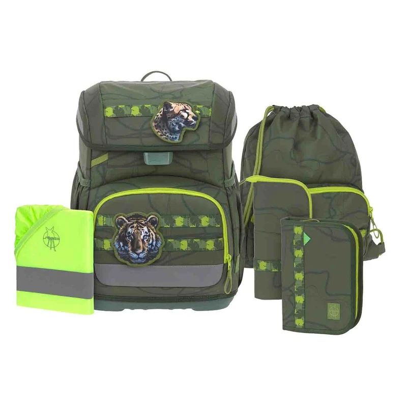 Lässig Light Unique Jungle Green Schulranzen Set 6tlg.