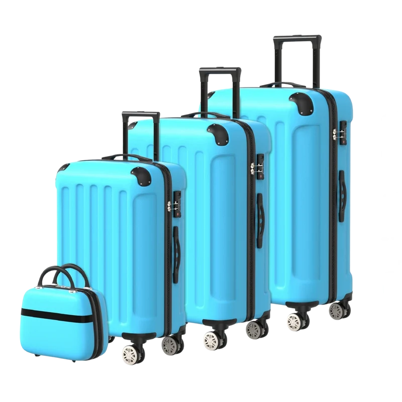 VOYAGOUX - Duurzame 4-delige ABS Reiskoffer Set - Lichtblauw - L / M / S / XS