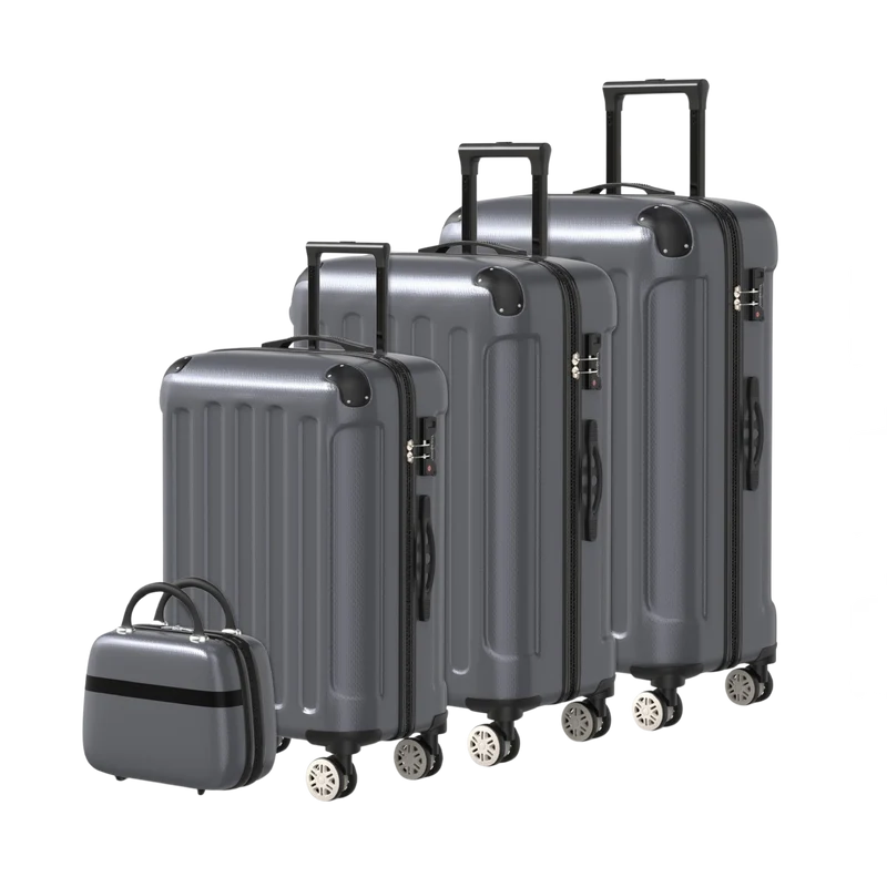 VOYAGOUX - Duurzame 4-delige ABS Reiskoffer Set - Donkergrijs - L / M / S / XS