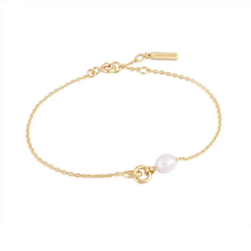 Ania Haie Pearl Power 925 Sterling Silberen Goldfarbene Armband AH-B043-01G