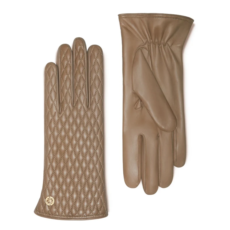 Isabel Bernard Honoré Rosette Taupe Ziegenfell Leder Handschuhe IB67002-378-7