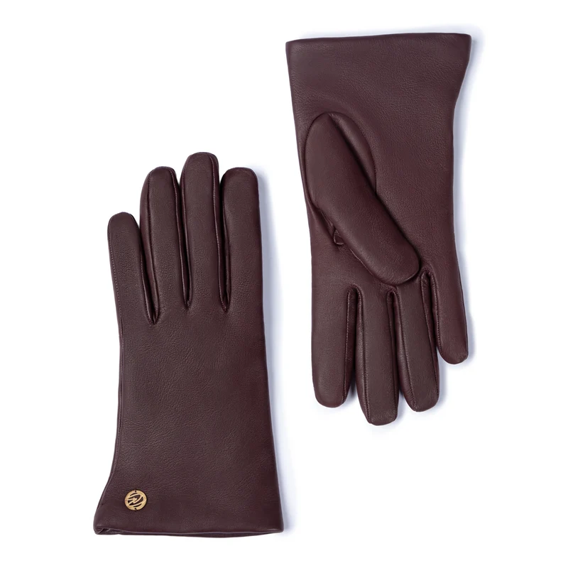 Isabel Bernard Honoré Eleanor bordeauxrote Lederhandschuhe aus Ziegenleder IB67000-352-7.5