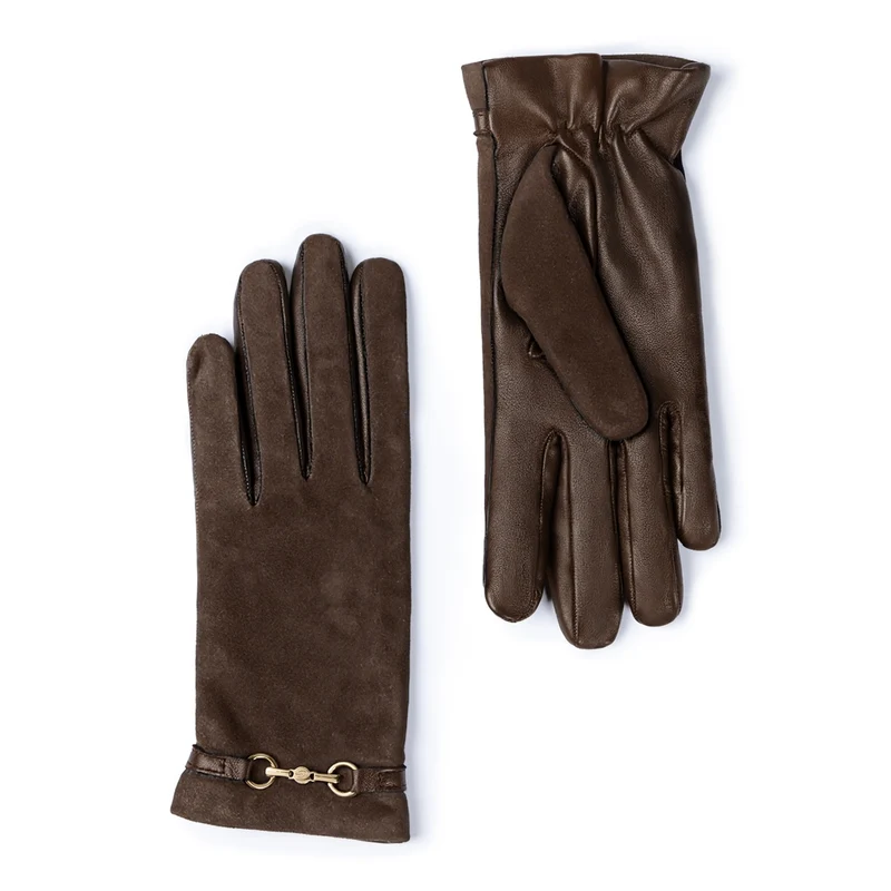 Isabel Bernard Honoré Marcelia dunkelbraune Wildlederhandschuhe aus Ziegenleder IB67001-131-6.5