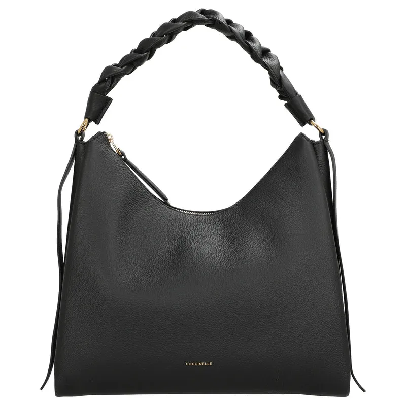 Coccinelle Boheme Grana Double - Schultertasche M 34 cm (noir/cognac)