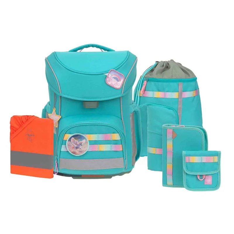 Lässig Slim Unique Turquoise Schulranzen Set 7tlg.