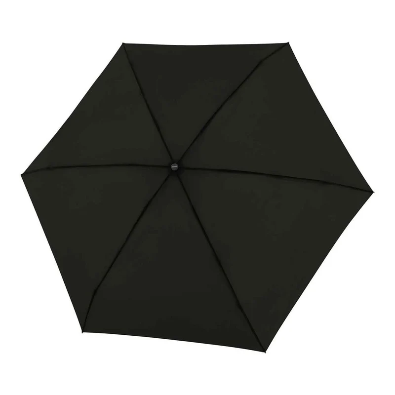 Knirps Fiber Compact Mini Uni Solid Simply Black Manual Regenschirm