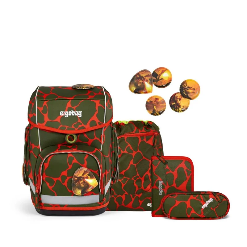 Ergobag Cubo FeuerspeiBär Lumi Edition Schulranzen Set 5tlg.