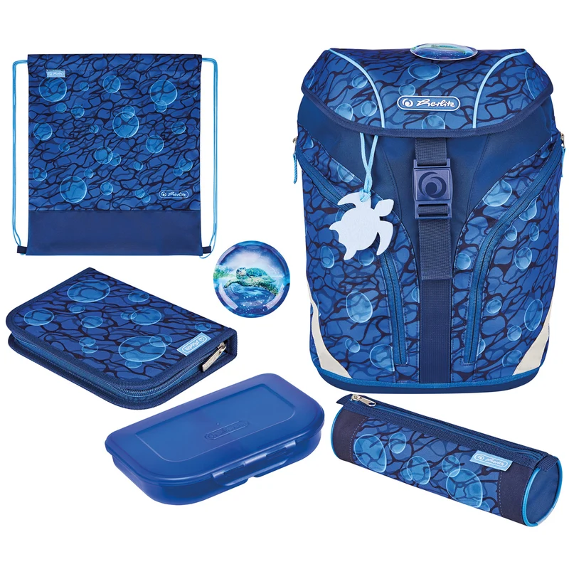 Herlitz SoftLight Plus Ranzen-Set · Blau Deep Sea · 6-teilig · GREENline