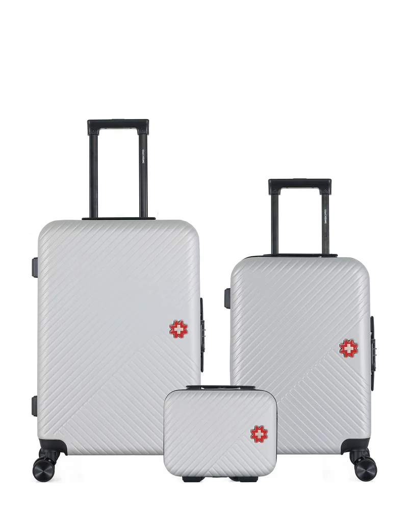 SWISS KOPPER – 3er-Pack – Mittelgroßer Koffer, Handgepäck und Kosmetikkoffer SPIEZ