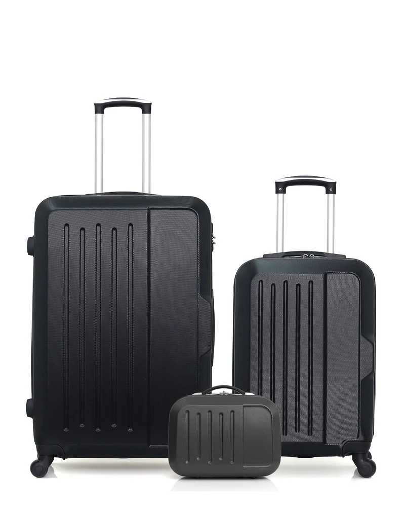 HERO - 3er-Pack - Großer Koffer, Handgepäck und Kosmetikkoffer VESUVIO