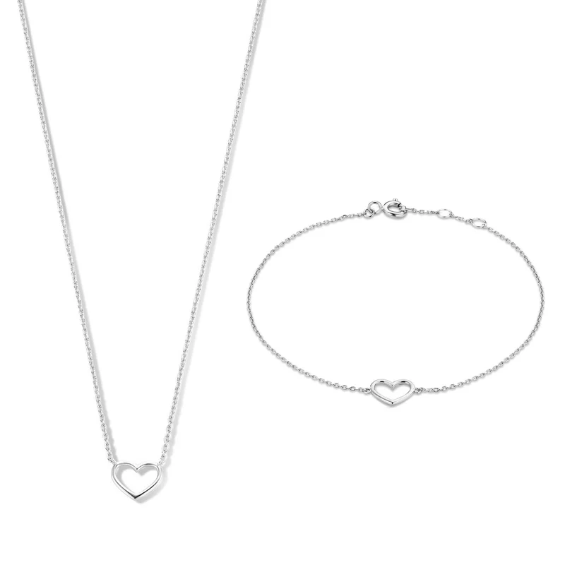 Isabel Bernard Cadeau d'Isabel 14 Karat | Weißgold Halskette und Armband Geschenksets IB90059