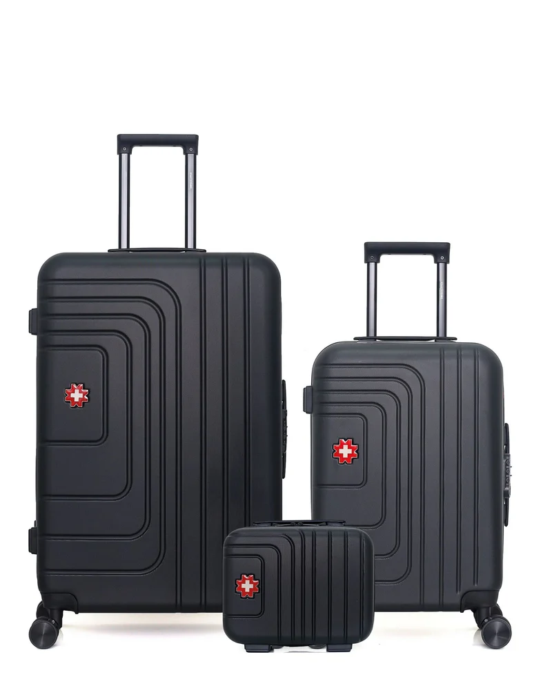 SWISS KOPPER – 3er-Pack – Großer Koffer, Handgepäck und Kosmetikkoffer RUTI