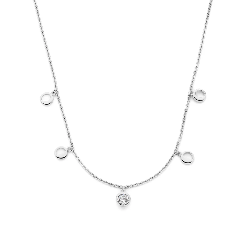 Violet Hamden Luna 925 Sterling Silberne Halskette mit Monden und Weißem Zirkonia-Stein VH340039