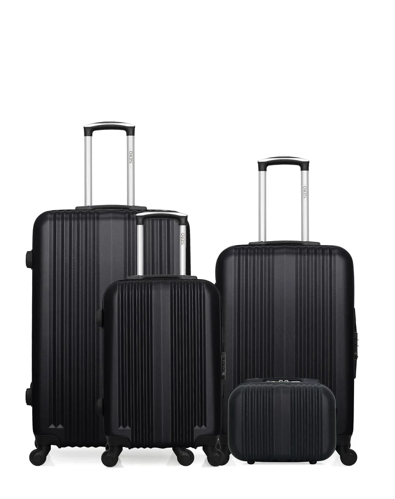 HERO - 4er-Pack - Großer Koffer, mittelgroßer Koffer, Handgepäck und Kosmetikkoffer LIPARI