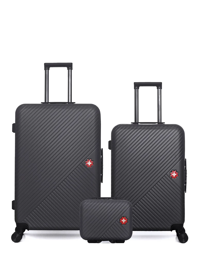 SWISS KOPPER – 3er-Pack – Großer Koffer, mittelgroßer Koffer und Kosmetikkoffer SPIEZ