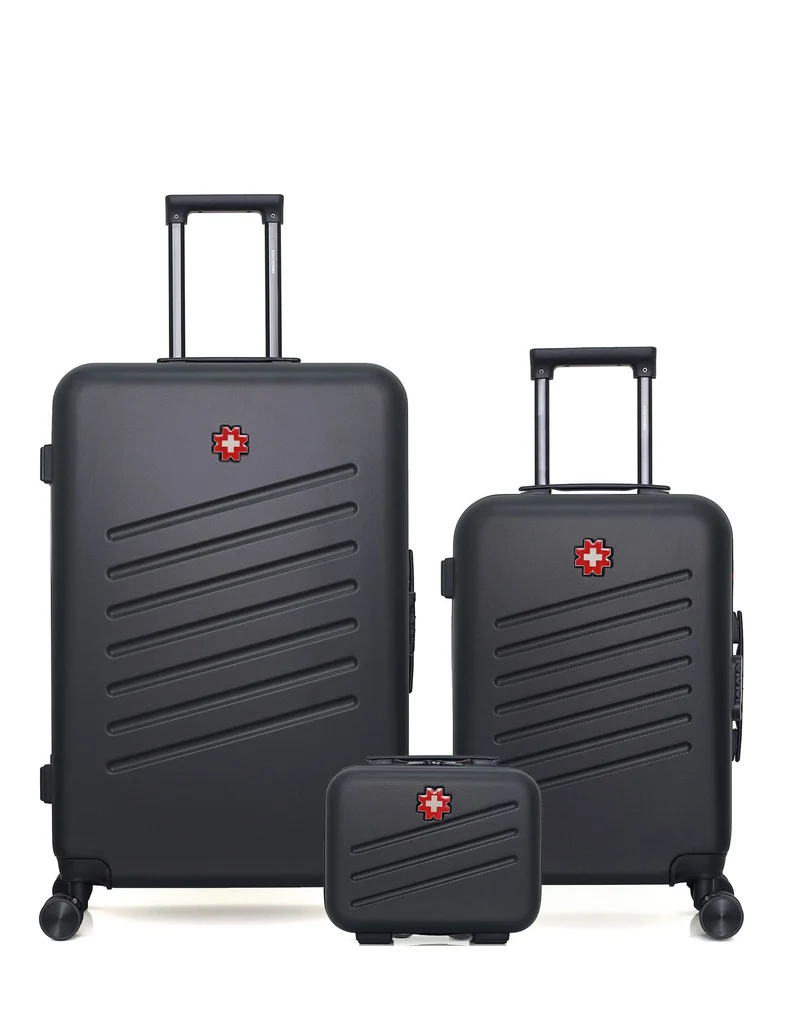 SWISS KOPPER – 3er-Pack – Großer Koffer, Handgepäck und Kosmetikkoffer ZURICH