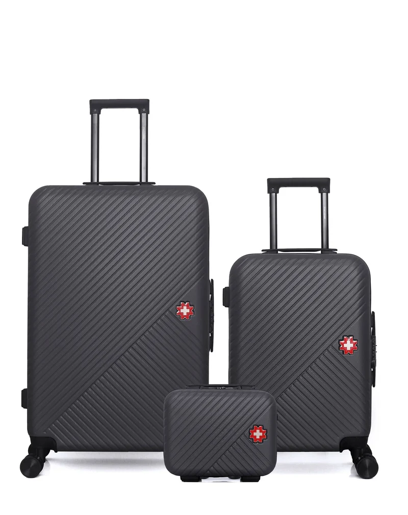SWISS KOPPER – 3er-Pack – Großer Koffer, Handgepäck und Kosmetikkoffer SPIEZ