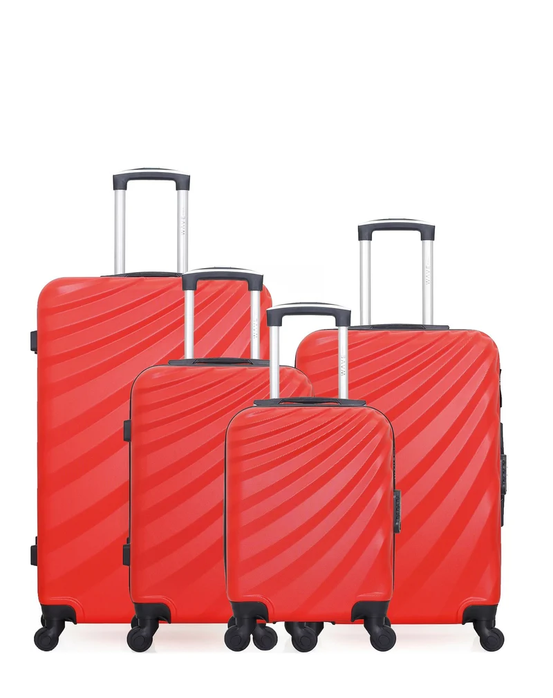 WAVE PARIS – 4er-Pack – Großer Koffer, mittelgroßer Koffer, Handgepäck und Handgepäck XXS DANUBE