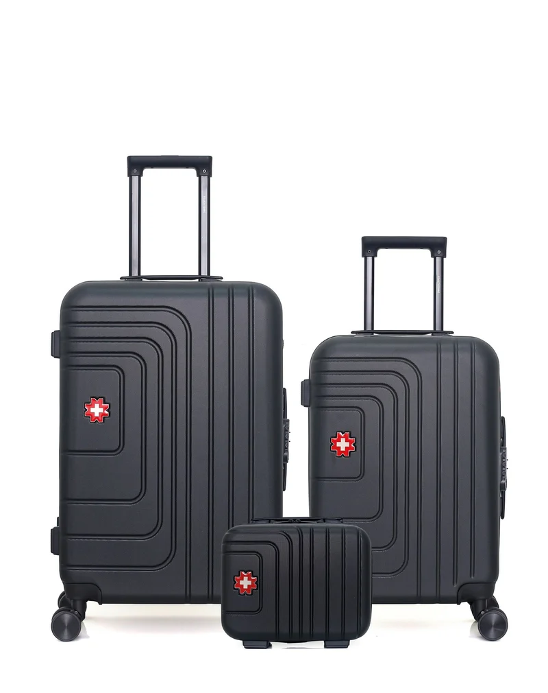SWISS KOPPER – 3er-Pack – Mittelgroßer Koffer, Handgepäck und Kosmetikkoffer RUTI