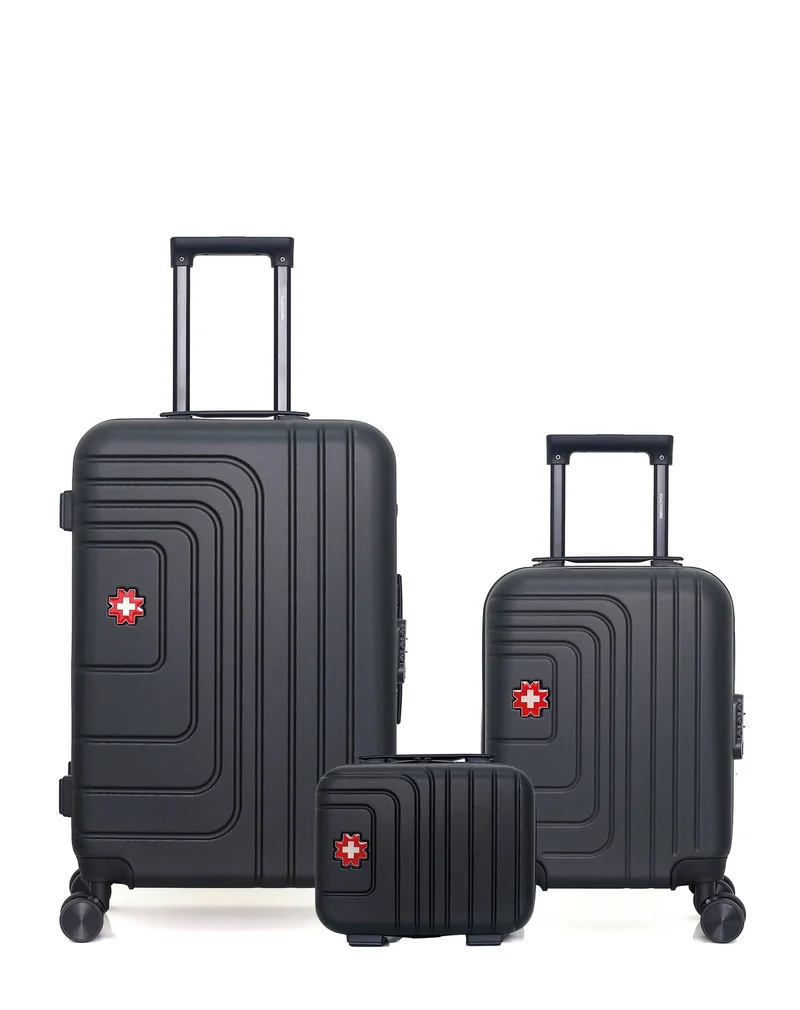SWISS KOPPER – 3er-Pack – Mittelgroßer Koffer, Handgepäck XXS und Kosmetikkoffer RUTI