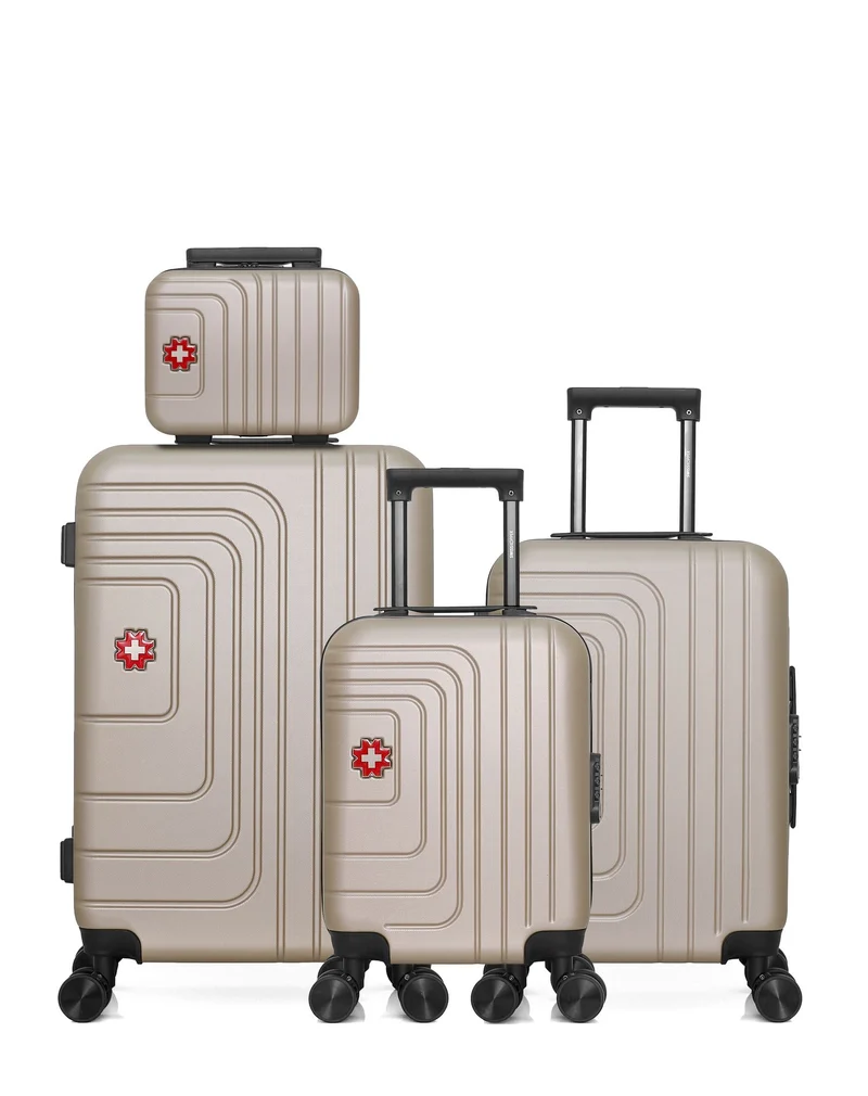 SWISS KOPPER – 4er-Pack: Mittelgroßer Koffer, Handgepäck, Handgepäck XXS und Kosmetikkoffer RUTI