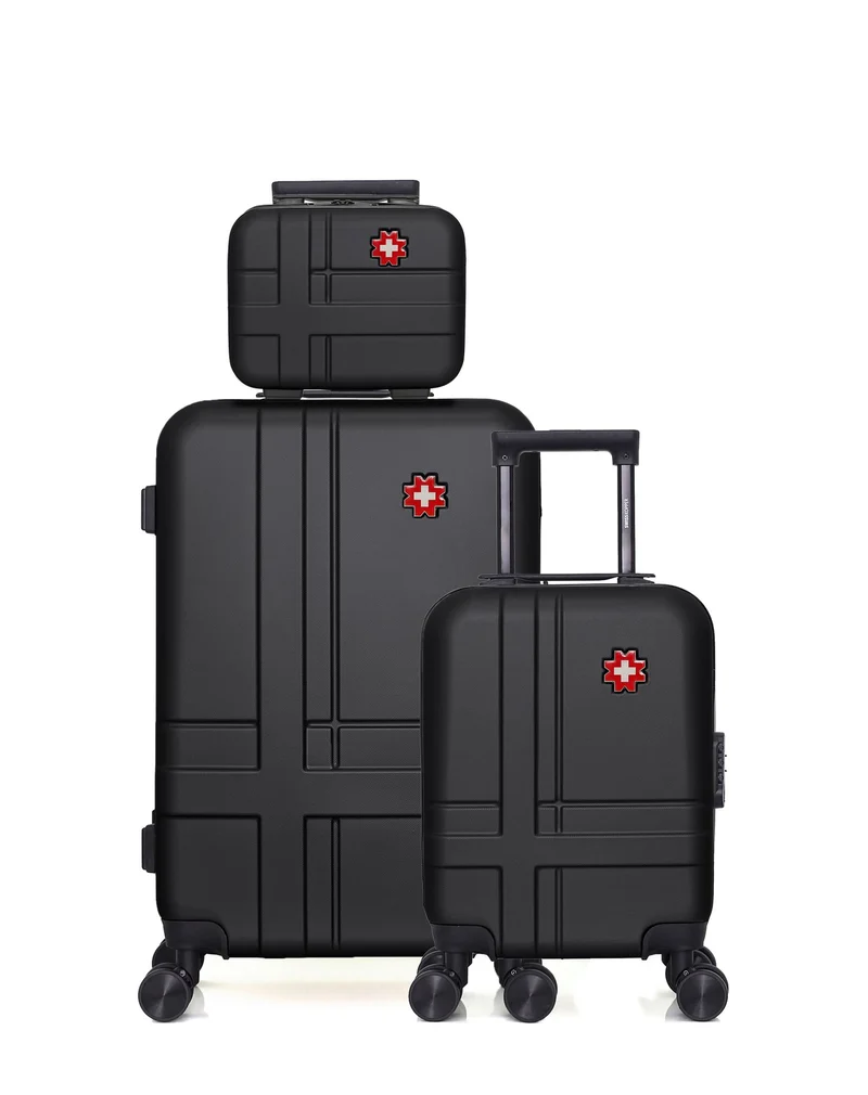 SWISS KOPPER - 3er-Pack: Mittelgroßer Koffer, Handgepäck XXS und Kosmetikkoffer USTER