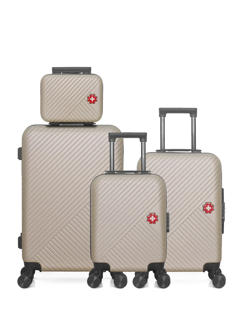 SWISS KOPPER – 4er-Pack: Mittelgroßer Koffer, Handgepäck, Handgepäck XXS und Kosmetikkoffer SPIEZ