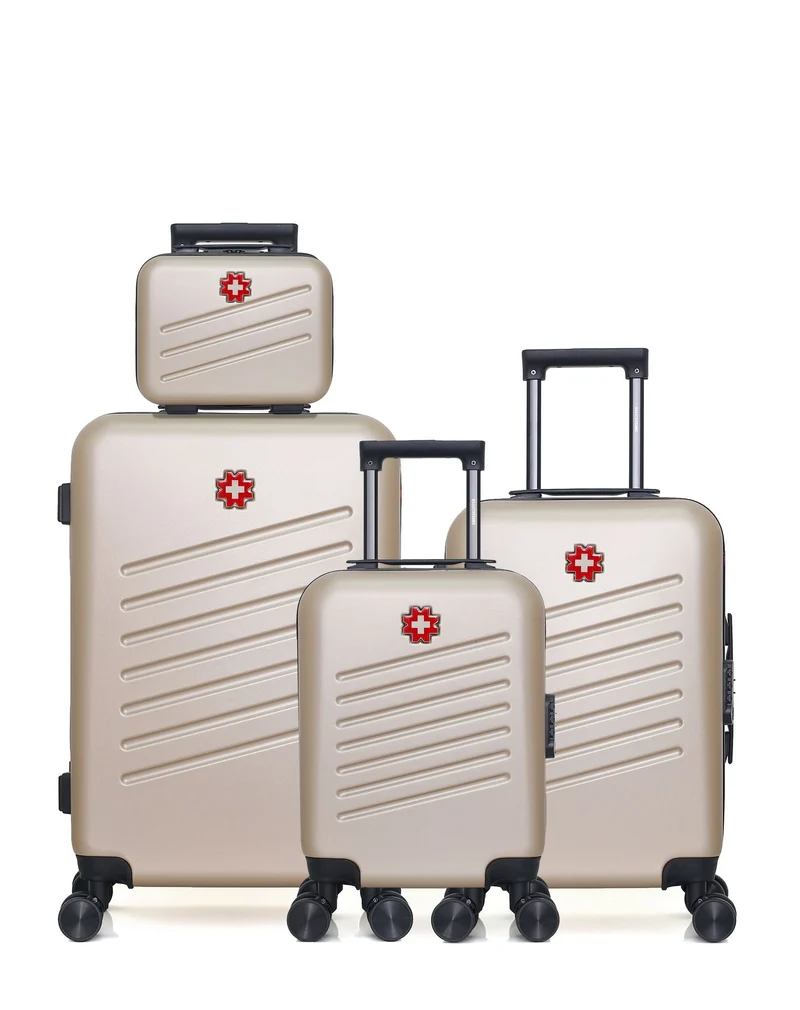 SWISS KOPPER – 4er-Pack: Mittelgroßer Koffer, Handgepäck, Handgepäck XXS und Kosmetikkoffer ZURICH