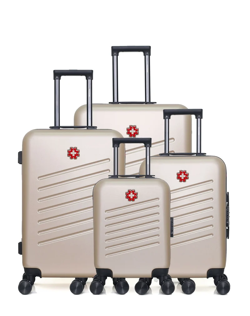 SWISS KOPPER – 4er-Pack: Großer Koffer, mittelgroßer Koffer, Handgepäck und Handgepäck XXS ZURICH
