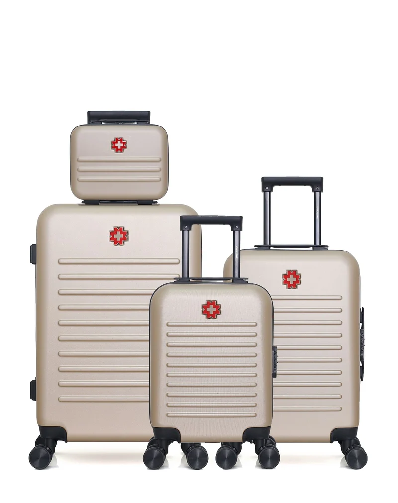 SWISS KOPPER – 4er-Pack: Mittelgroßer Koffer, Handgepäck, Handgepäck XXS und Kosmetikkoffer WIL