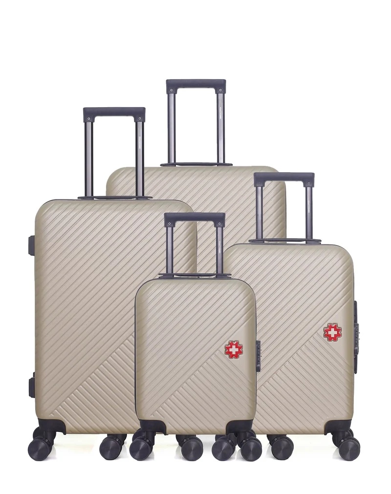 SWISS KOPPER – 4er-Pack: Großer Koffer, mittelgroßer Koffer, Handgepäck und Handgepäck XXS SPIEZ