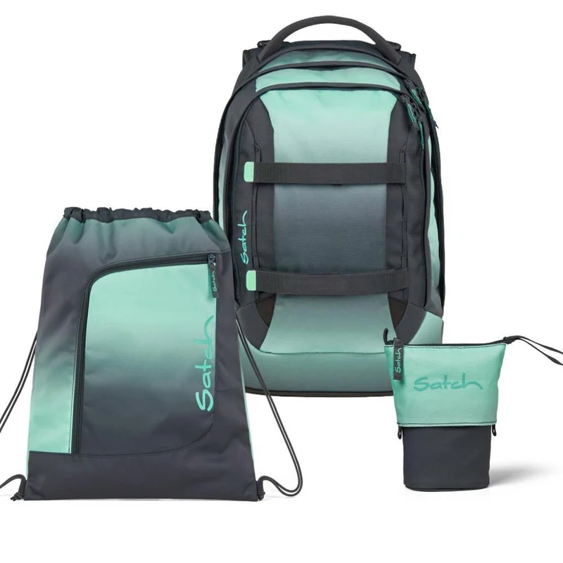 Satch Pack Gradient Mint Pencil Slider Light Edition Schulrucksack Set 3tlg.