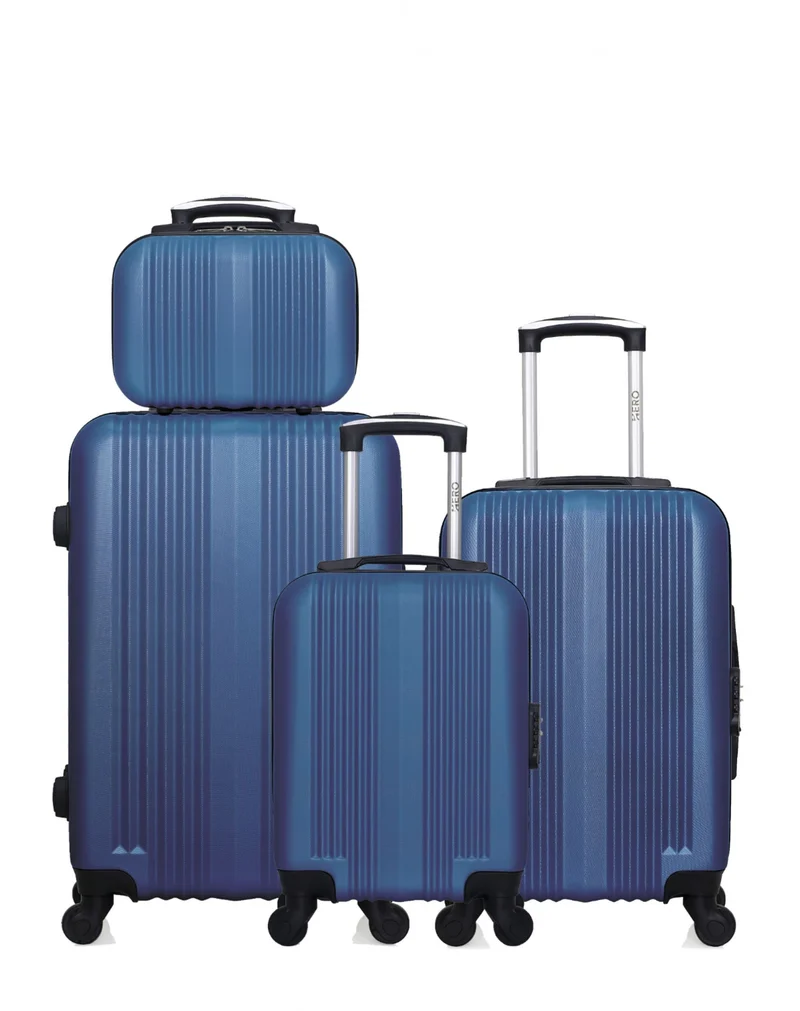 HERO – 4er-Pack: Mittlgroßer Koffer, Handgepäck, Handgepäck XXS und Kosmetikoffer LIPARI