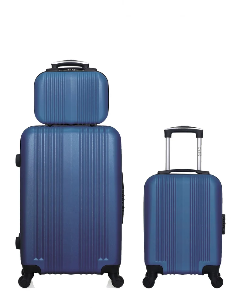 HERO – 3er-Pack: Mittelgroßer Koffer, Handgepäck XXS und Kosmetikoffer LIPARI