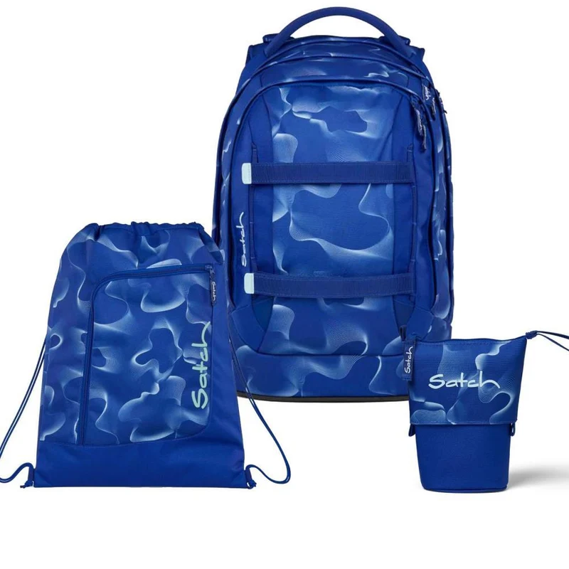 Satch Pack Vibrant Blue Pencil Slider Light Edition Schulrucksack Set 3tlg.