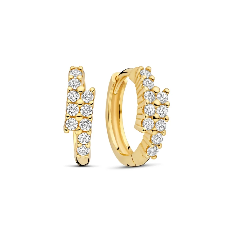 Beloro Jewels Monte Napoleone Joley 9 Karat Gold Creolen mit Zirkonia-Steinen (9,7 mm) BO360117