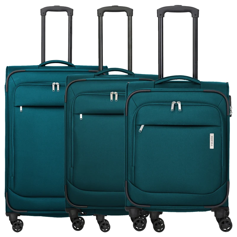Travelite Priego - 4-Rollen-Trolley Set 3tlg. (petrol)